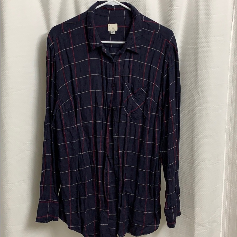 NWOT A New Day Plaid Top